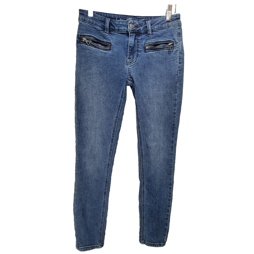 Free People Y2K Moto Jeans Womens 27 Stretch Zipper Accents Grunge Punk Goth